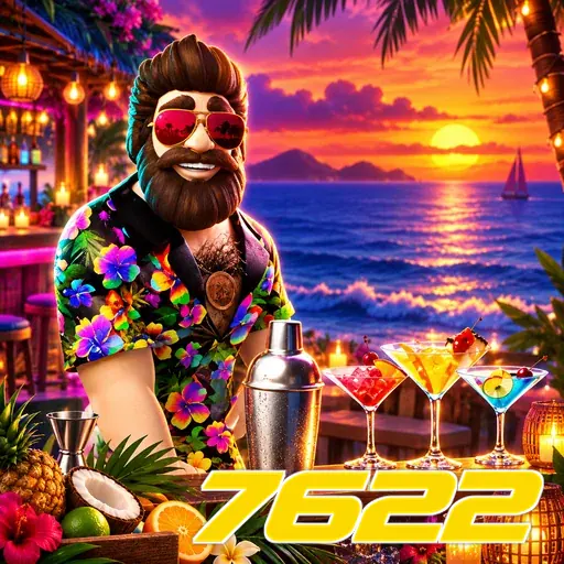 7622 — ilustração de um personagem em uma festa tropical